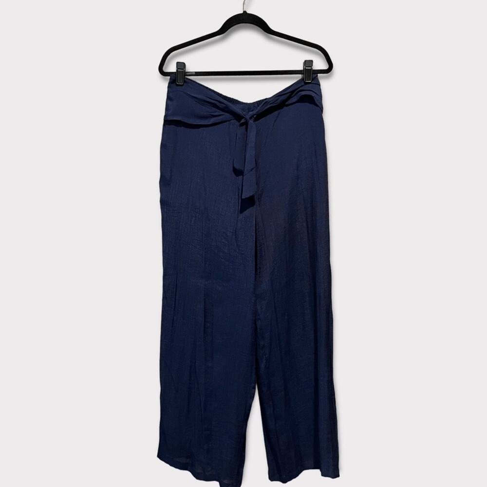 I.N. San Francisco NWT Tie Front Wide Leg Crepe Pant size XL Navy